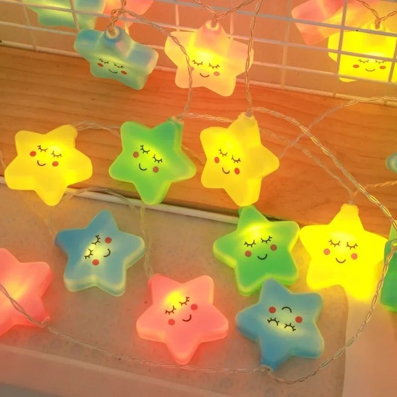 Warm White Star LED String Lights USB or Battery Powered Garland