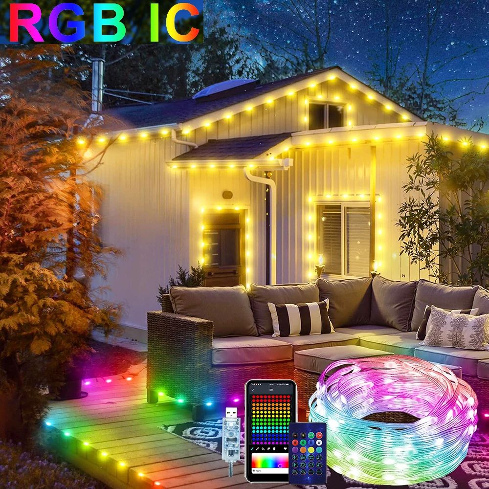RGBIC USB Fairy String Lights with Remote for Christmas and Outdoor Decor