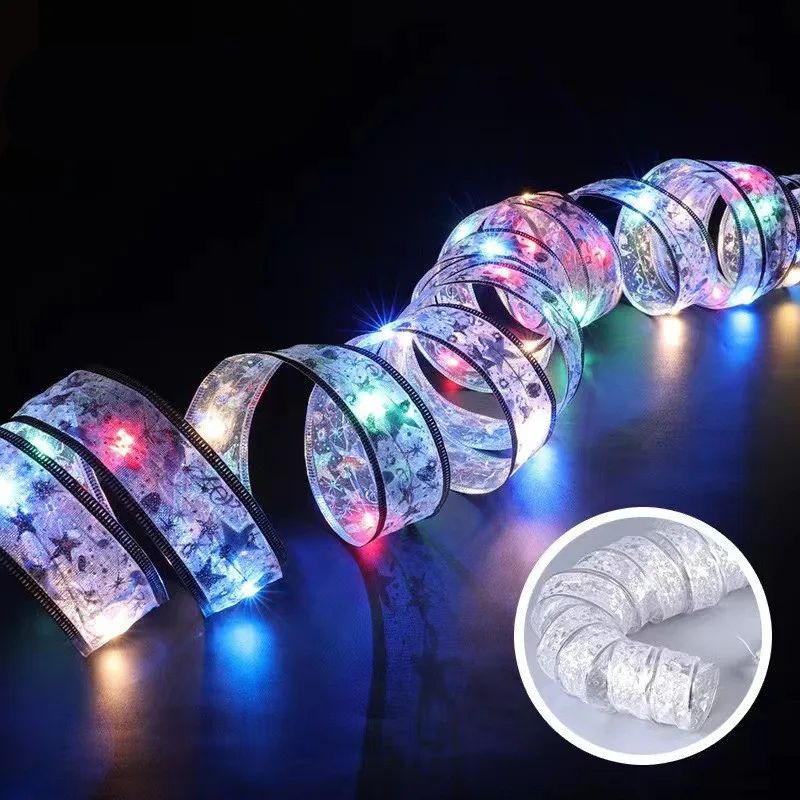 LED Christmas Ribbon Fairy Lights for Tree and DIY Bow Decorations