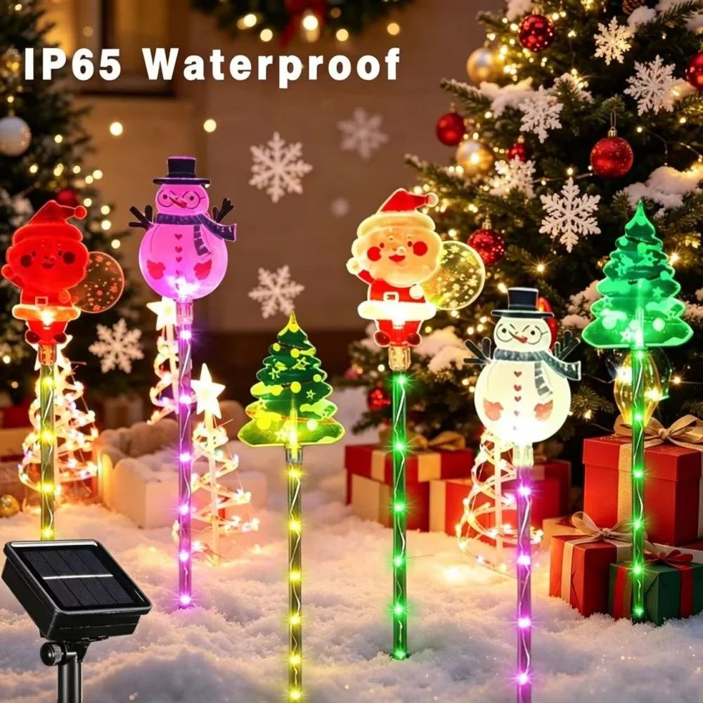 Solar Christmas Acrylic Stake Lights Outdoor Pathway Yard Decor