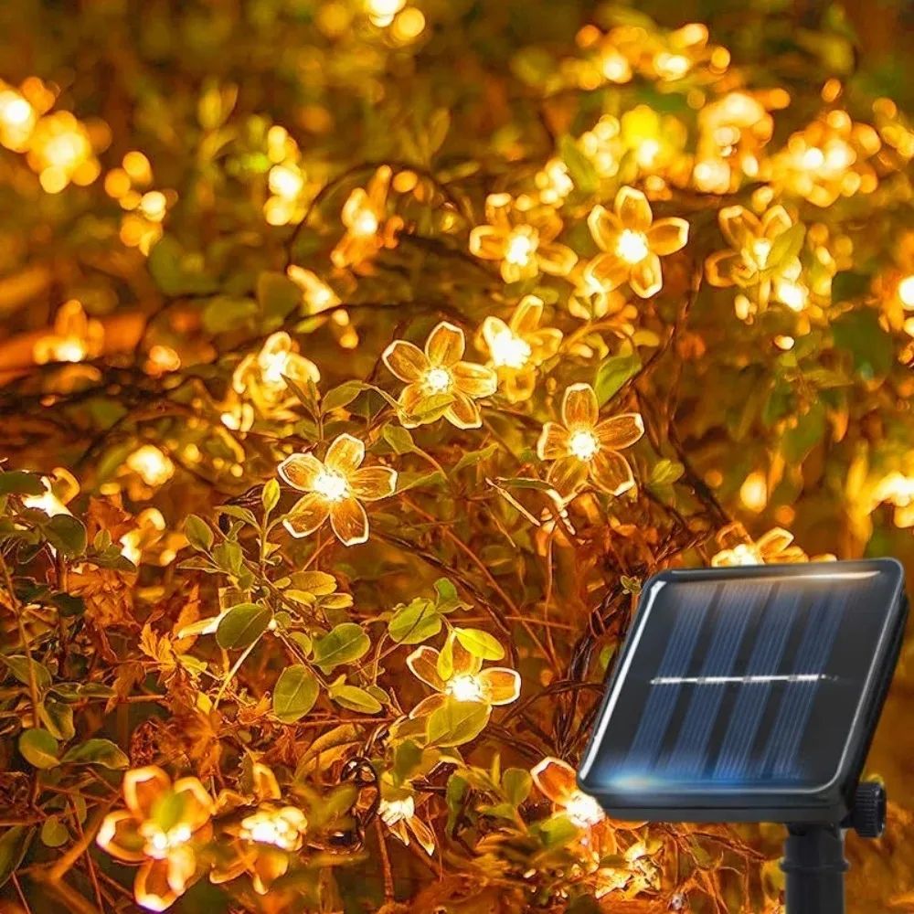 Solar Cherry Blossom Garden Lights Waterproof Outdoor Flower Pathway Decor