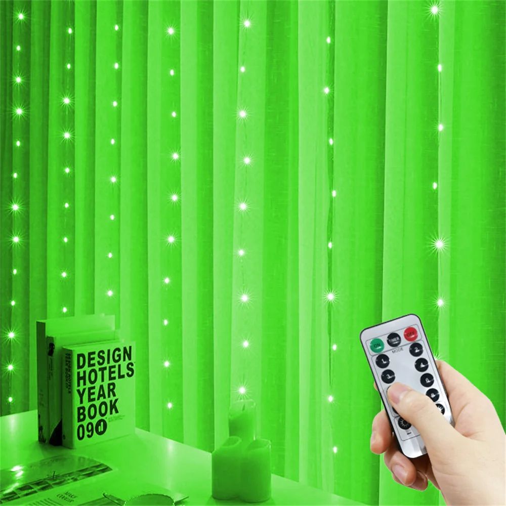 USB LED Curtain Fairy Lights with 8 Lighting Modes for Bedroom Wedding and Holiday Decor
