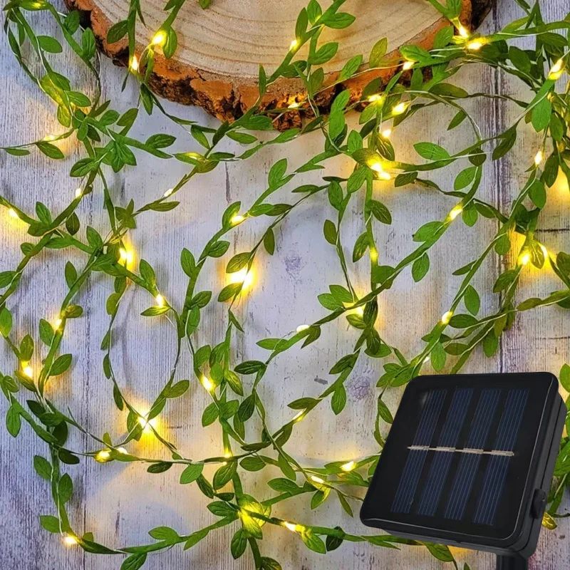 Solar Ivy Leaf Fairy String Lights 50/100/150 LED Outdoor Garden Decor