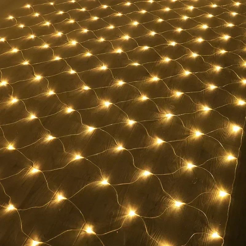 220V LED Net Mesh Fairy Lights with EU Plug for Christmas and Outdoor Decor