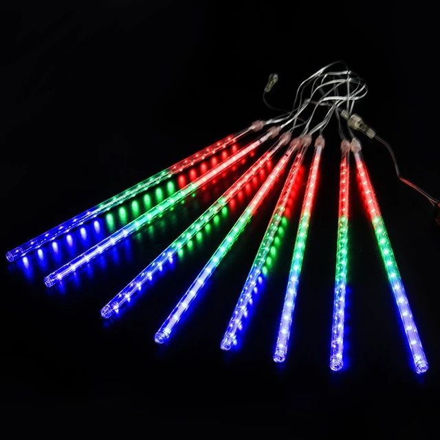 192 LED Meteor Shower Christmas Lights Outdoor Falling Rain Tube String Lights
