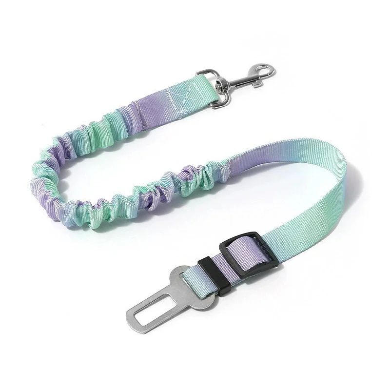 Adjustable Gradient Dog Car Seat Belt with Bungee Safety Tether