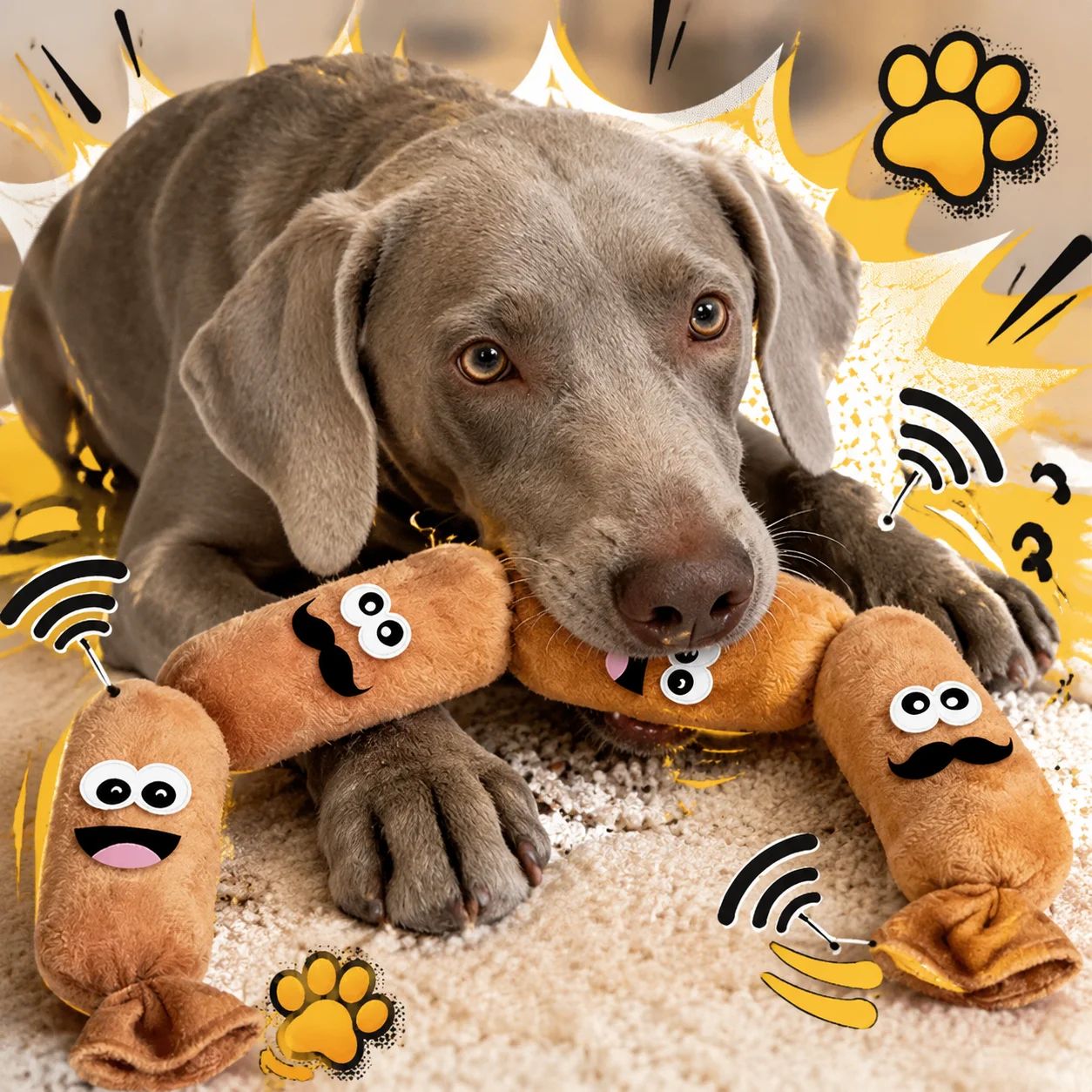 Squeaky Sausage Plush Dog Chew Toy for Interactive Play and Teeth Cleaning