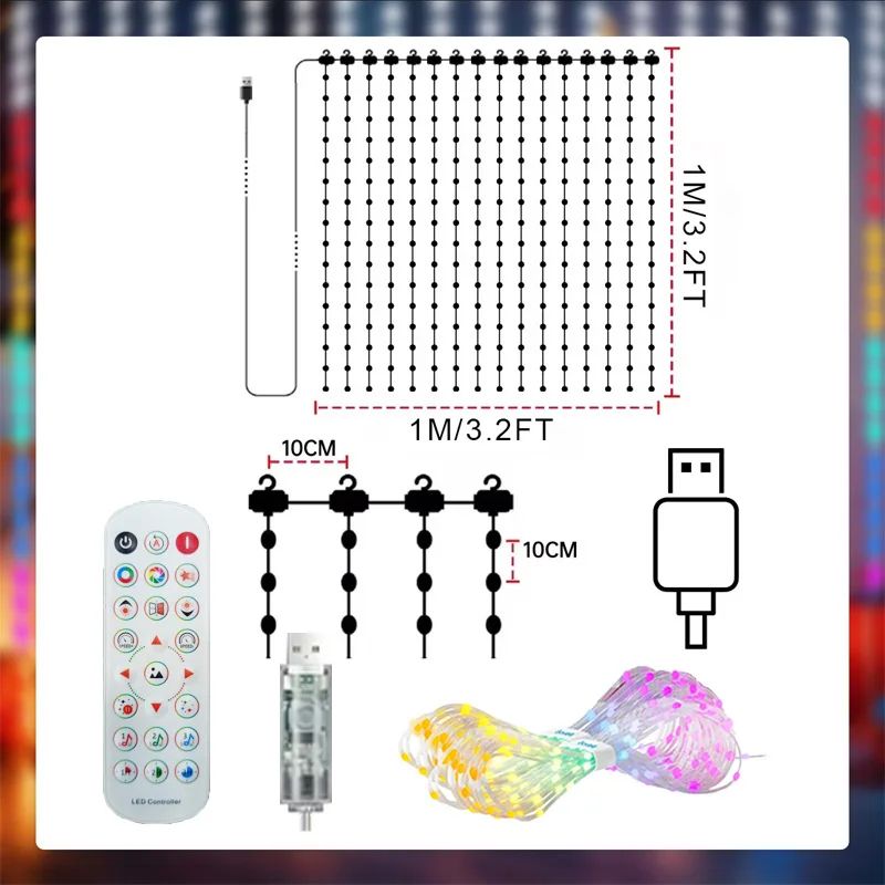 Smart RGB LED Christmas Curtain Lights with App Control Music Sync and DIY Patterns