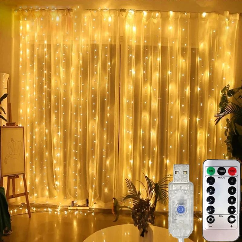 USB LED Curtain Fairy Lights with Remote Control for Bedroom and Holiday Decor