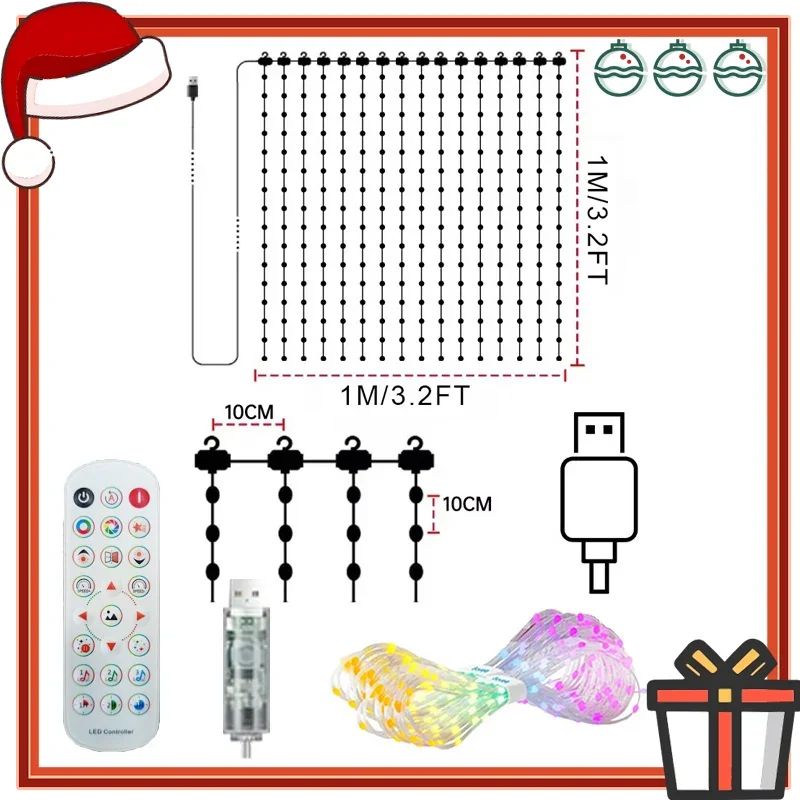 256/400 LED Smart RGB Curtain Lights with App Control and DIY Patterns