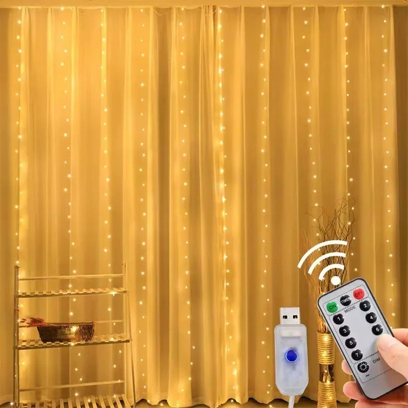 3M 6M USB LED Curtain Fairy Lights with Remote Control for Holiday and Wedding Decor