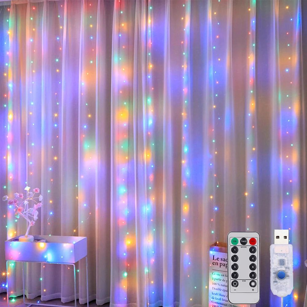 8 Mode LED Curtain Fairy Lights for Window, Wedding and Christmas Decor