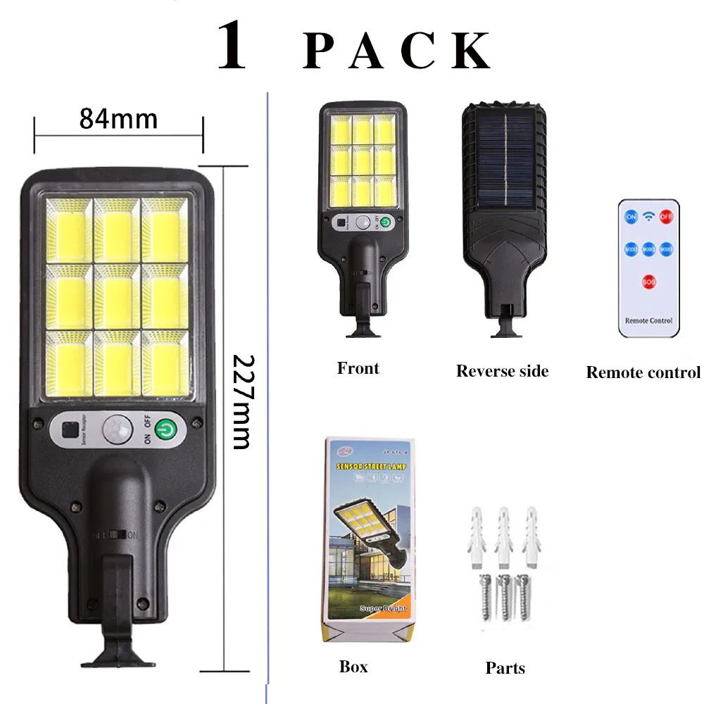 108 LED Solar Motion Sensor Security Wall Light 3 Modes Waterproof Outdoor Lamp