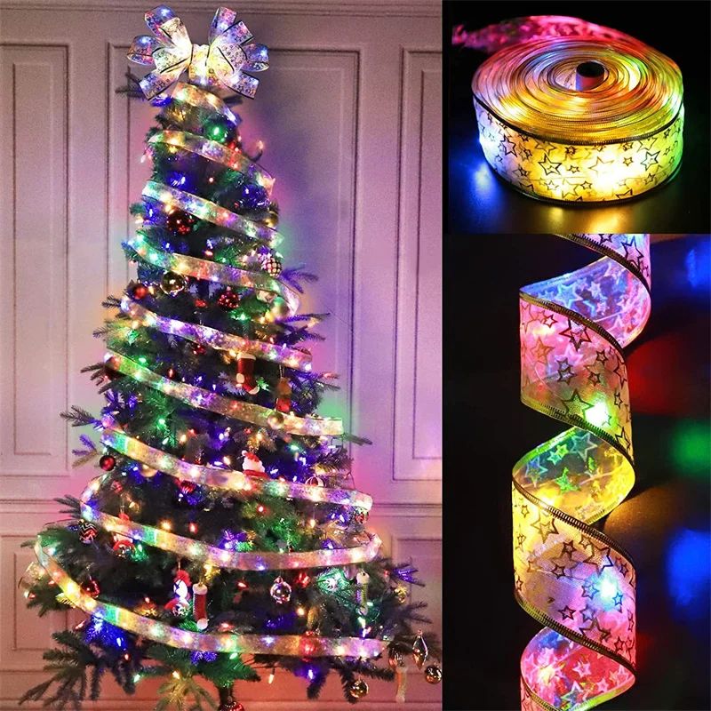 Christmas Ribbon Fairy Lights Battery Powered LED Tree Garland 1M to 10M