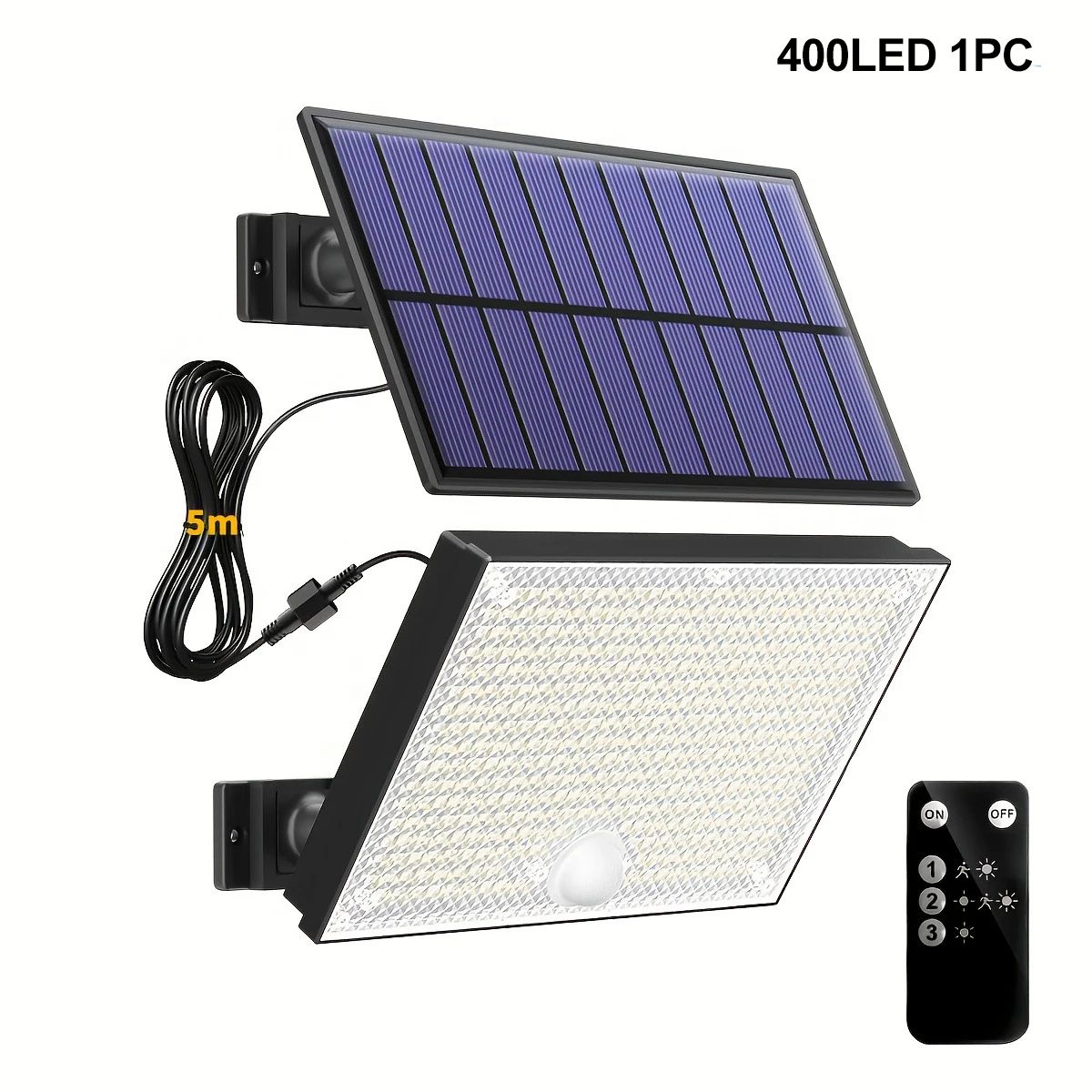 400 LED Solar Motion Sensor Security Light Waterproof Outdoor Wall Lamp with 3 Modes