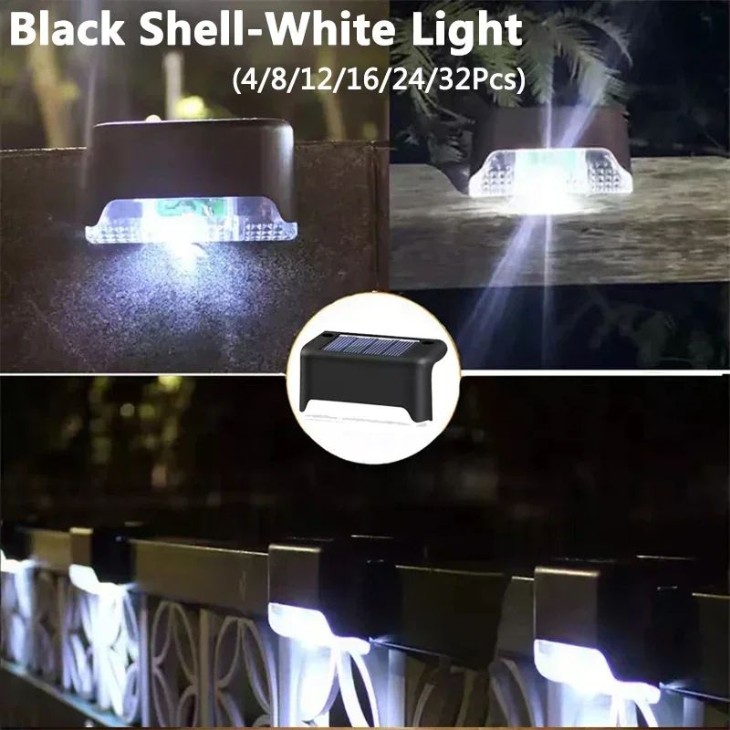 Solar Deck Lights Waterproof LED Fence and Step Lights 4 to 32PCS