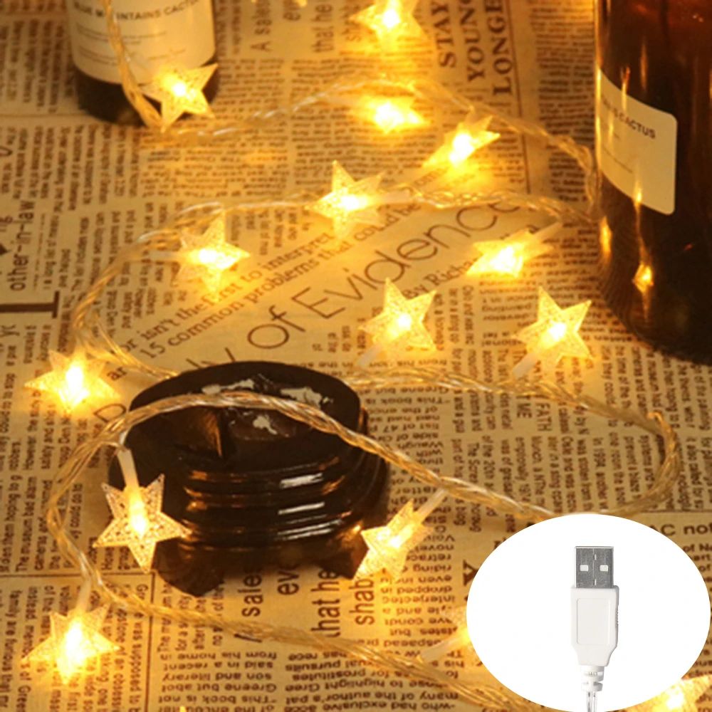 LED Star Fairy String Lights USB or Battery Powered Holiday Garland