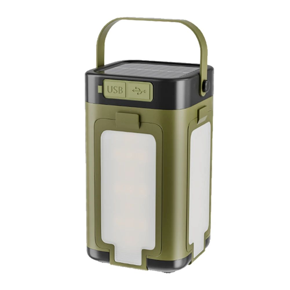 Foldable Solar Camping Lantern with Power Bank and Portable LED Flashlight