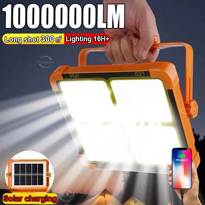 20000mAh Solar Rechargeable Camping Lantern with Power Bank and Magnetic Base
