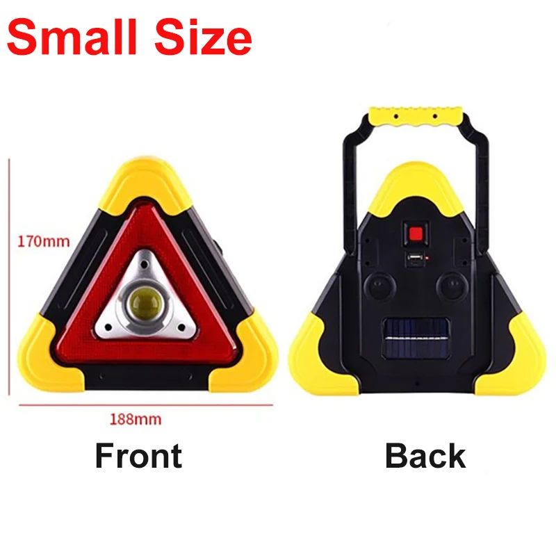 3-in-1 Solar Emergency Triangle Warning Light with LED Work Light and Power Bank
