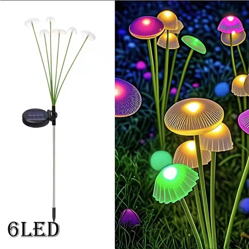 Solar Mushroom Firefly Garden Lights Waterproof Swaying Outdoor Pathway Lamp