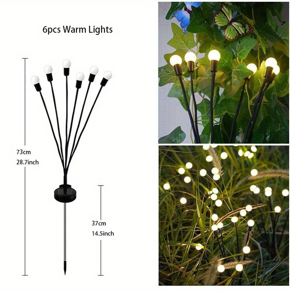 Solar Firefly Garden Lights 6 8 10 LED Waterproof Swaying Outdoor Lawn Lights