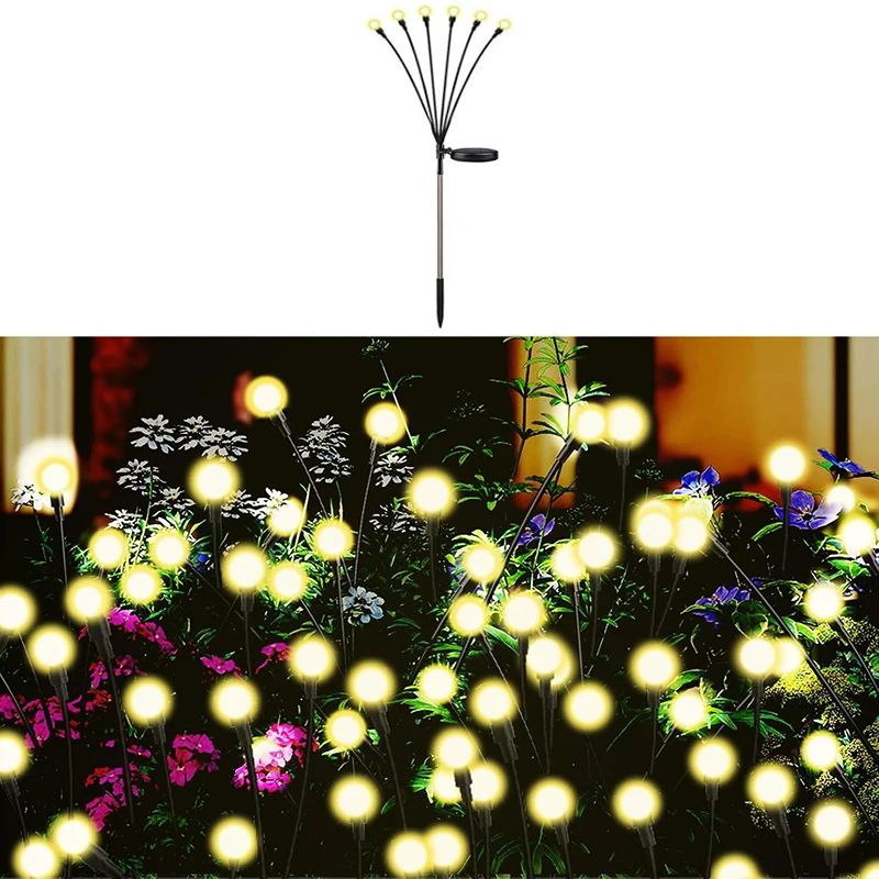 Solar Swaying Firefly Garden Lights Waterproof Outdoor Pathway Decor