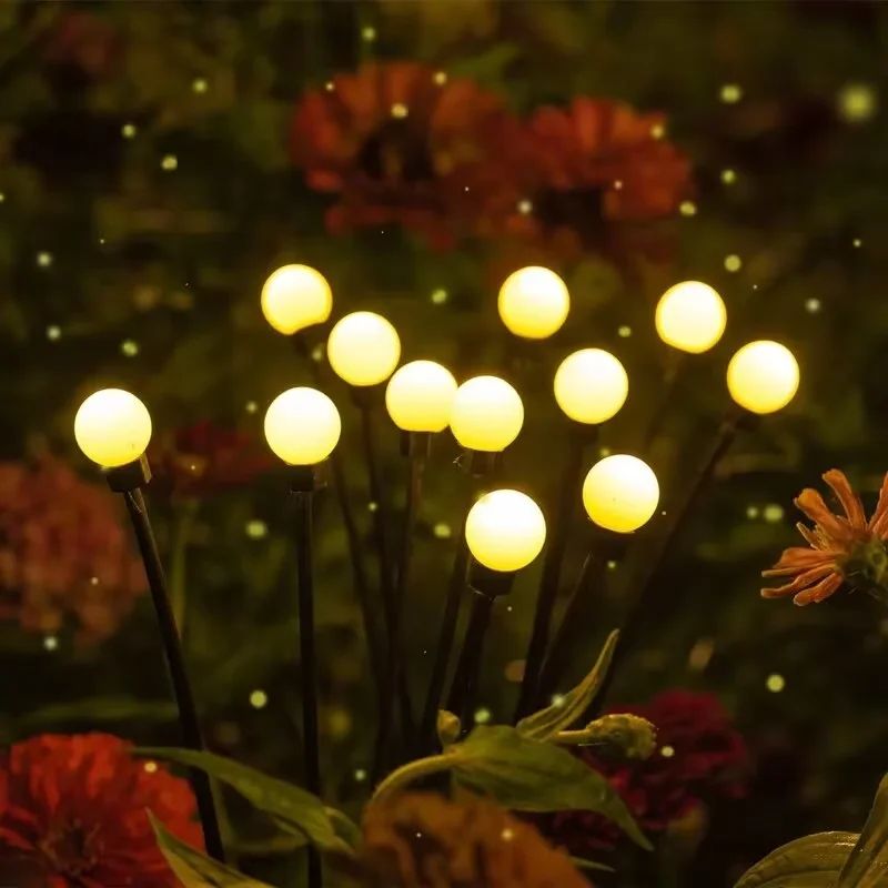 10 LED RGB Solar Firefly Starburst Garden Lights Waterproof Outdoor Stake Lamp