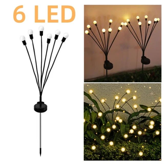 10 LED Solar Firefly Garden Lights Waterproof Swaying Outdoor Landscape Lamp