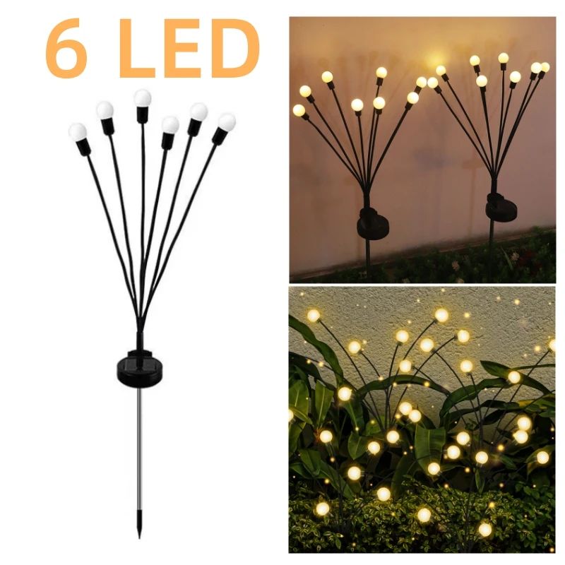 6/8/10 LED Solar Firefly Swaying Garden Lights Waterproof Outdoor Pathway Decor