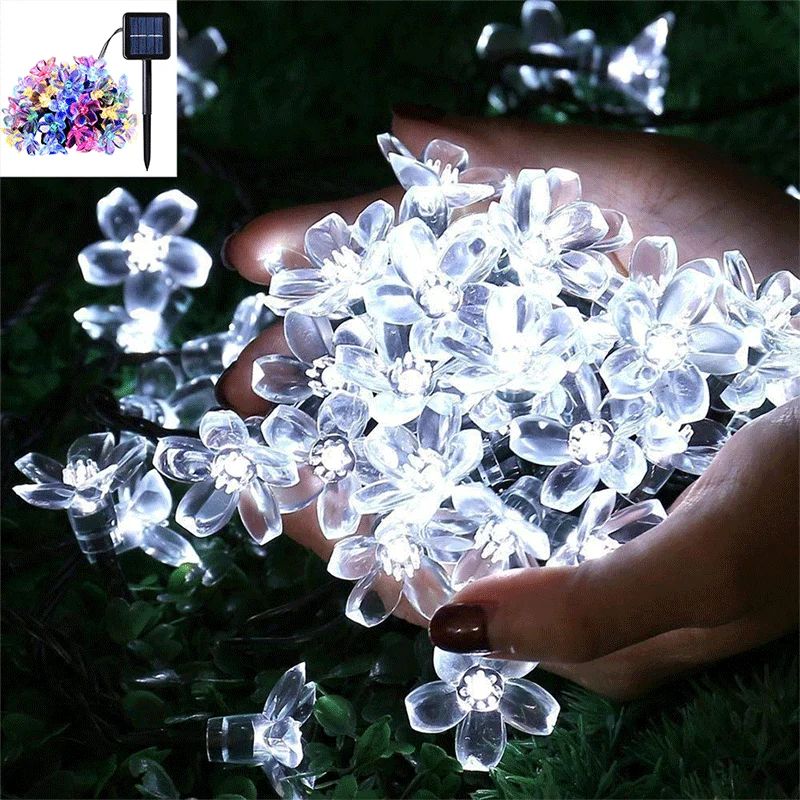 5M 20 LED Solar Cherry Blossom String Lights Outdoor Waterproof 8 Modes