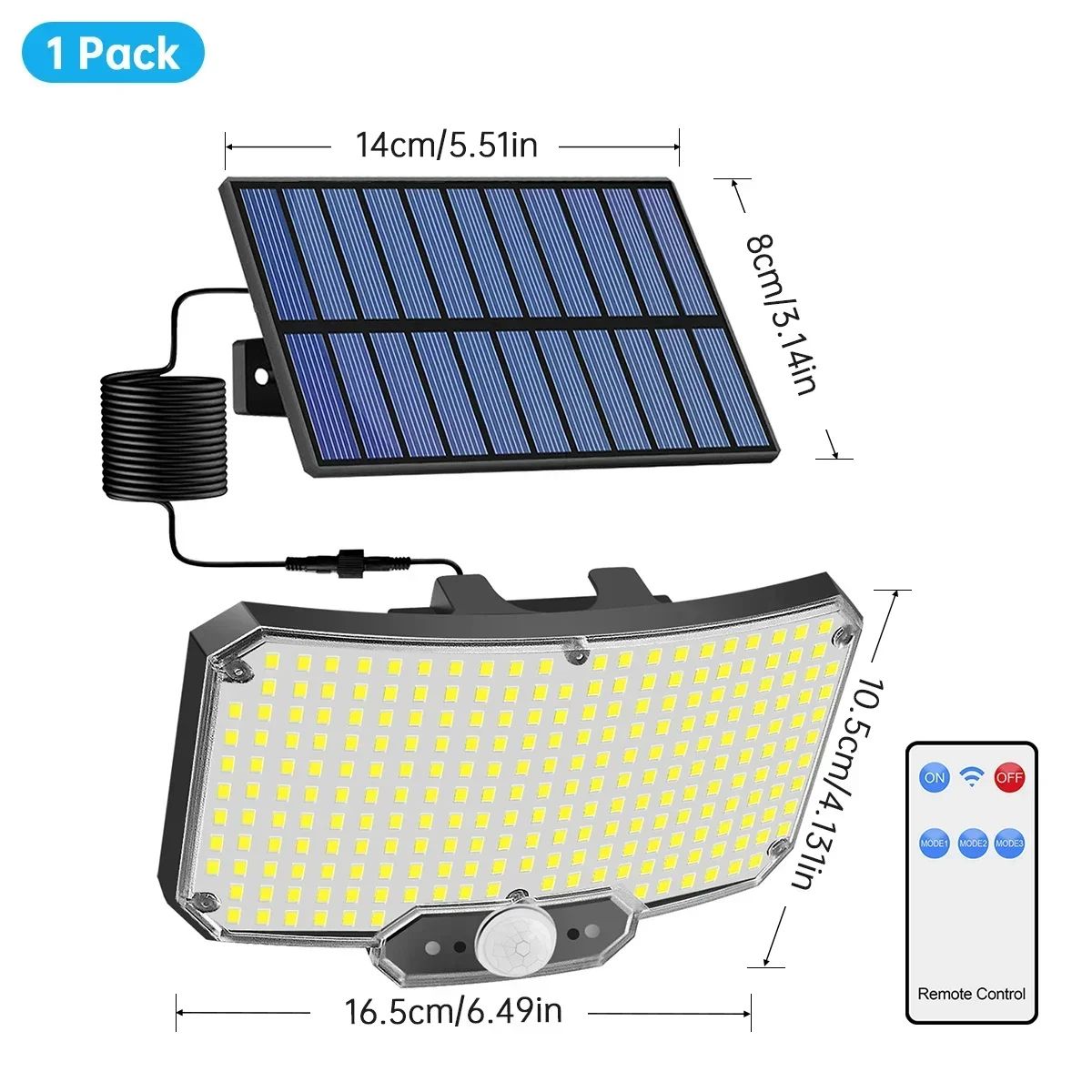 234 LED Solar Motion Sensor Security Light - IP65 Waterproof 3 Mode Outdoor Wall Flood Light