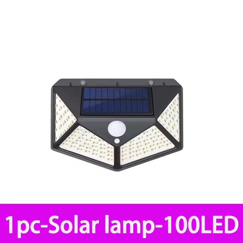 100 LED Solar Motion Sensor Security Light 3 Modes IP65 Waterproof Outdoor Wall Light