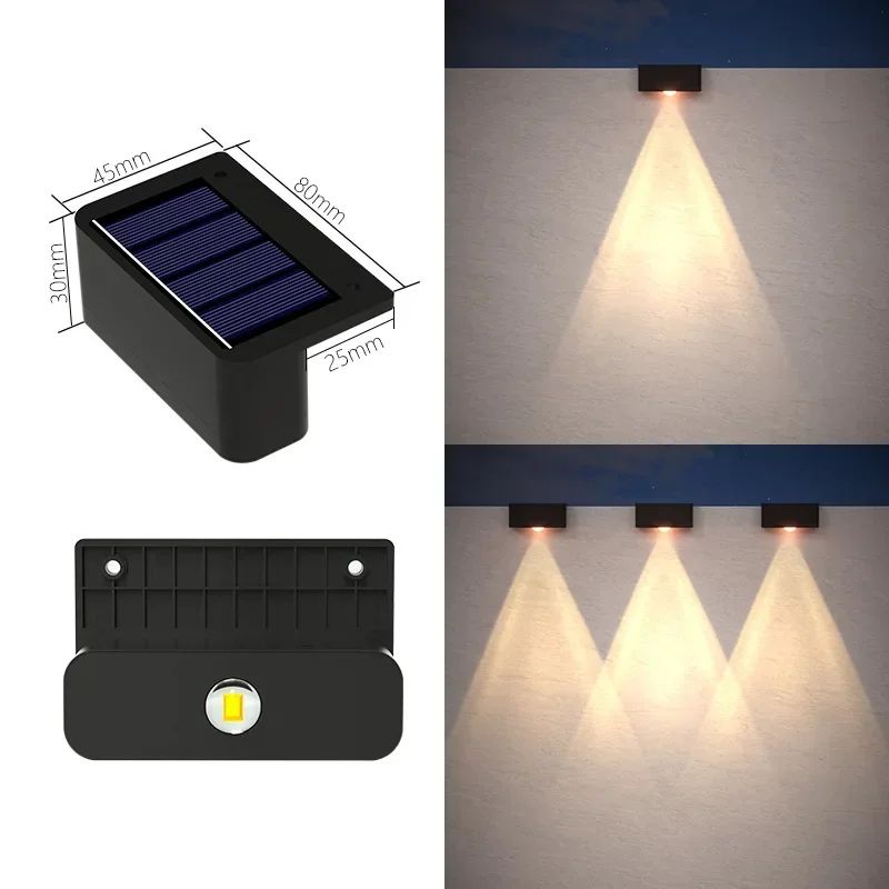 Solar LED Outdoor Wall Lights IP65 Waterproof for Stairs, Fence and Garden 1-8PCS