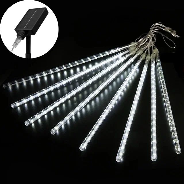 Solar Meteor Shower Lights 8-Tube Outdoor Falling Rain LED String Lights