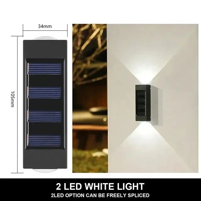 Solar Outdoor Wall Light 2-12 LED Waterproof Downlight for Garden Fence and Patio