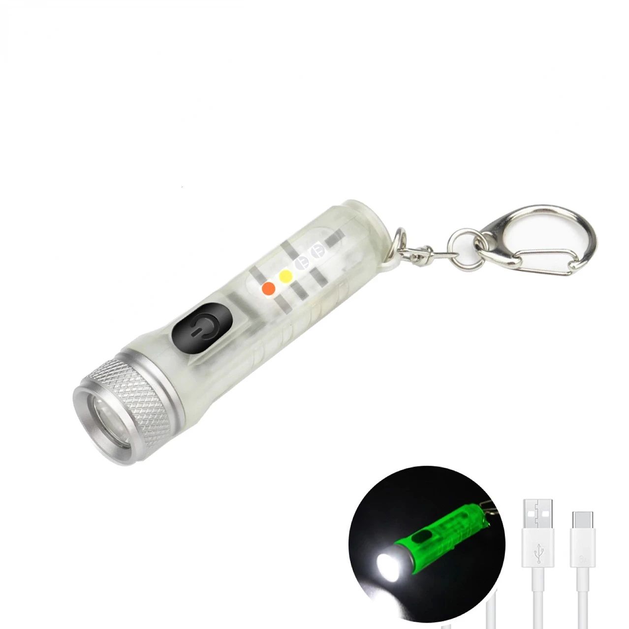 Mini Rechargeable LED Keychain Flashlight with Magnetic Base and USB Charging