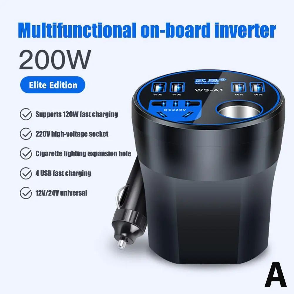 120W Car Power Inverter 12V 24V to DC 220V with Type-C Fast Charging