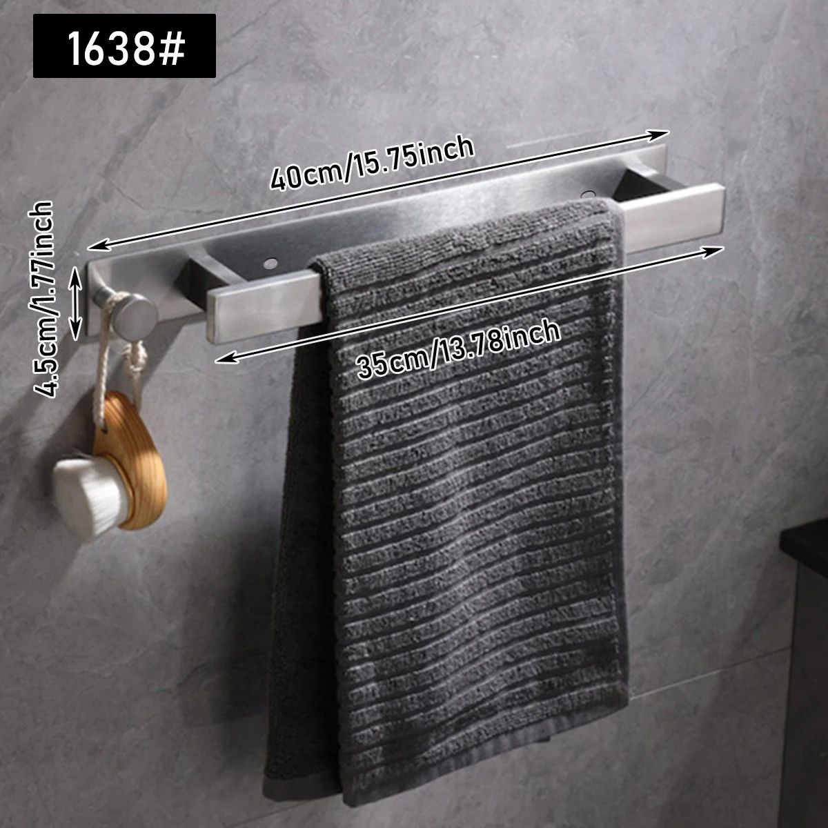 No-Drill Wall-Mounted Towel Bar with Hooks Space-Saving Bathroom Organizer