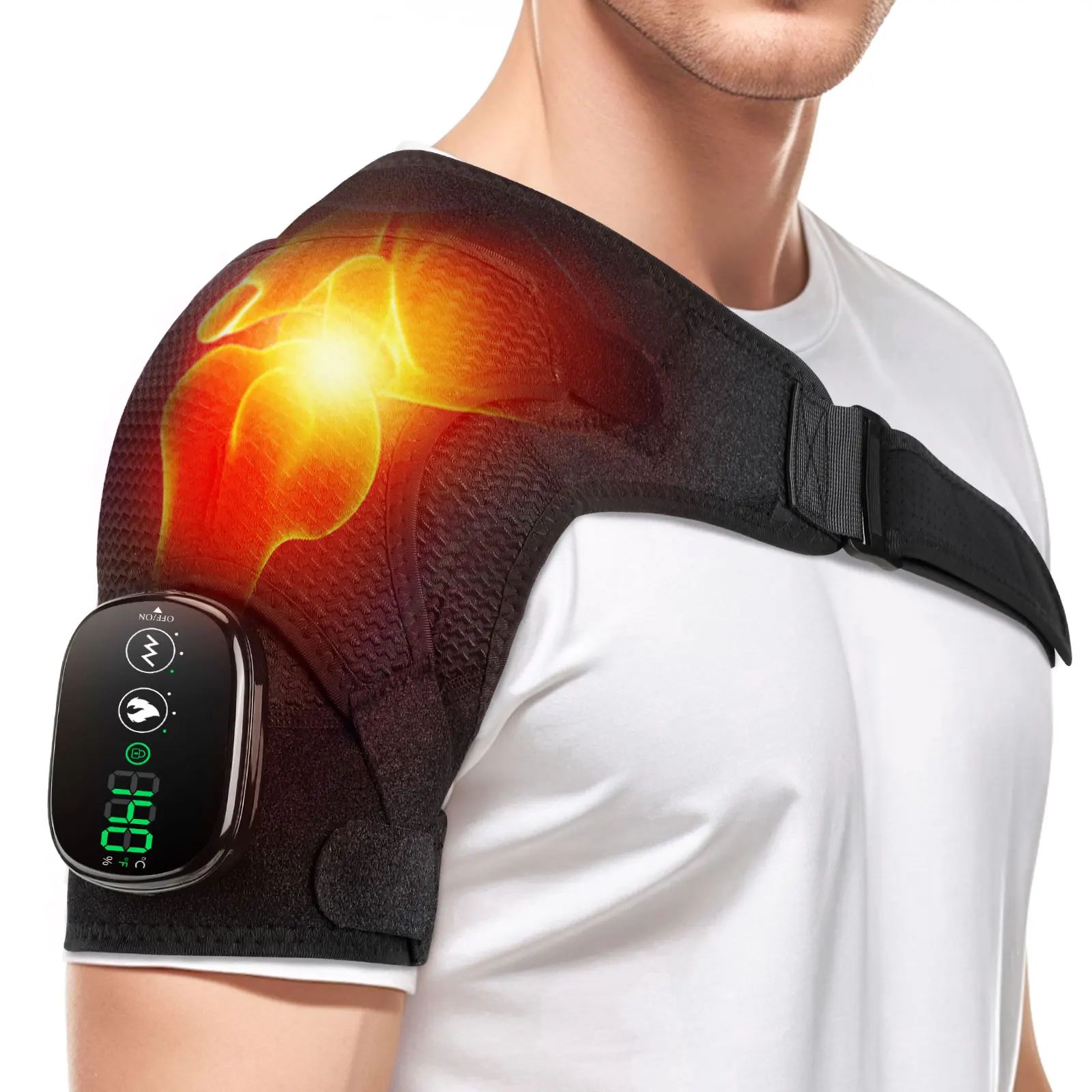 Cordless Shoulder Heating Pad with Vibration Massage for Knee and Elbow