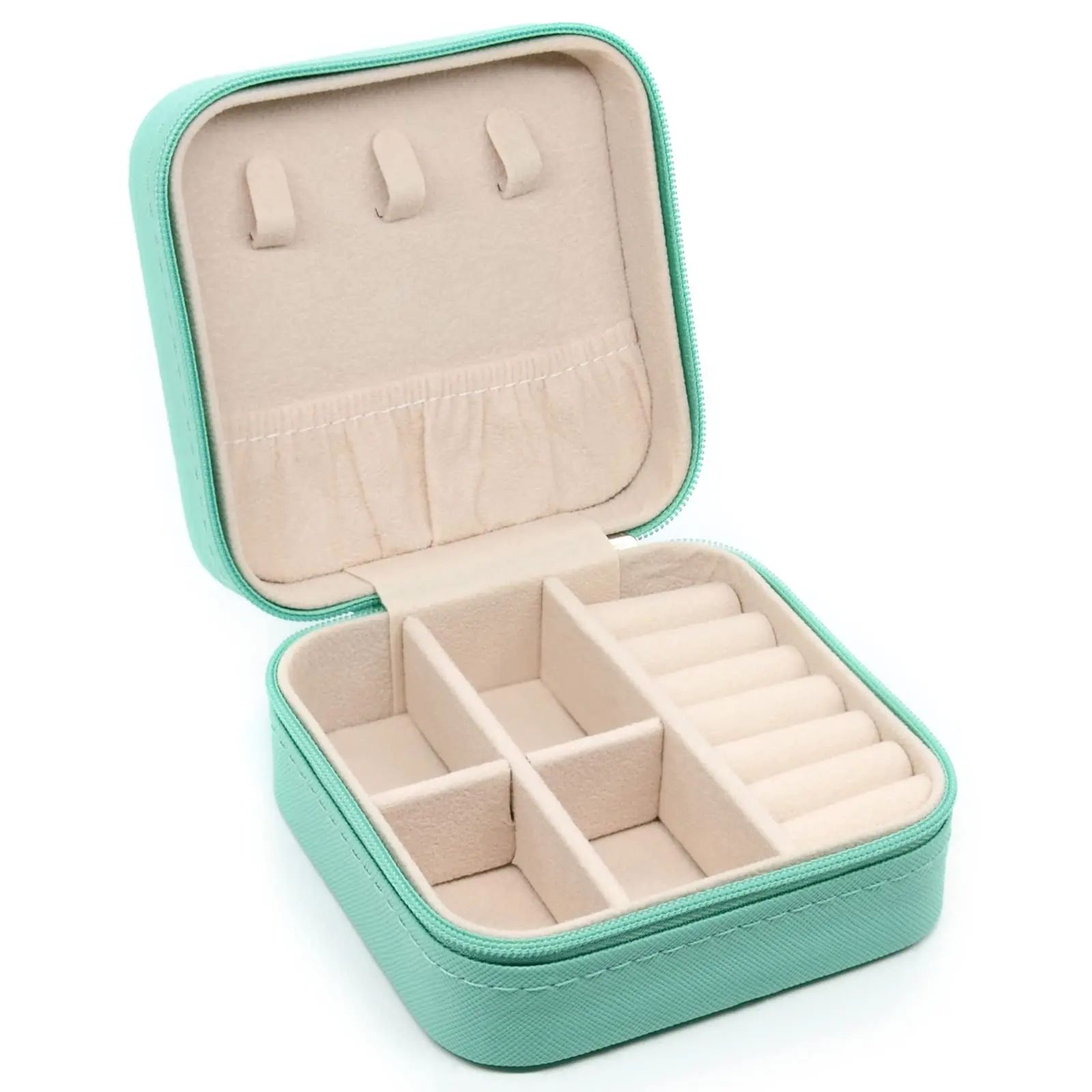 Mini Travel Jewelry Box - Portable PU Leather Jewelry Organizer for Rings, Earrings and Necklaces