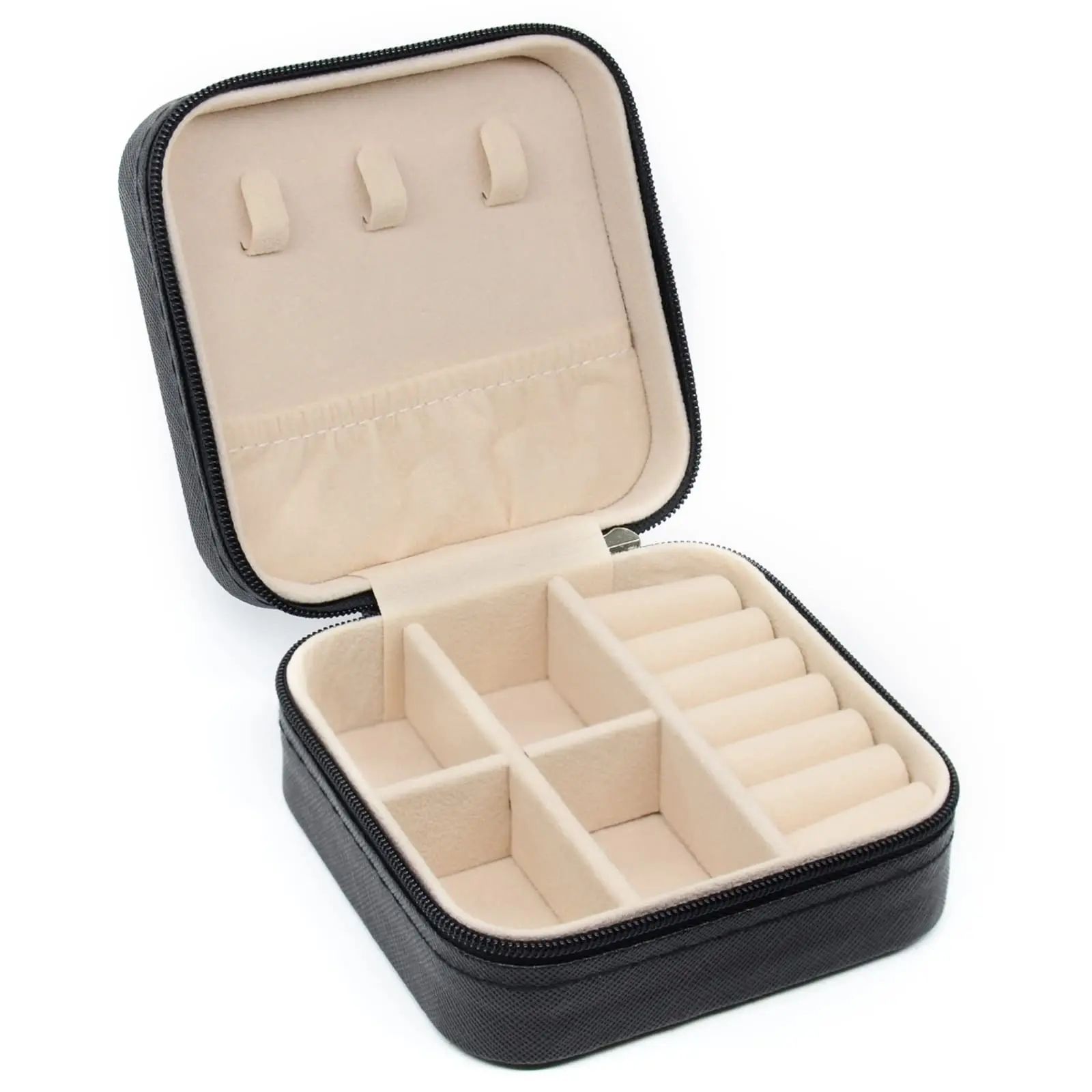 Portable Jewelry Organizer Case - Mini PU Leather Travel Jewelry Box for Rings, Earrings and Necklaces