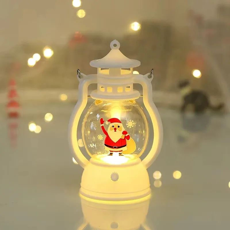 Santa Claus LED Christmas Lantern - Warm Light Holiday Ornament and Tabletop Decor