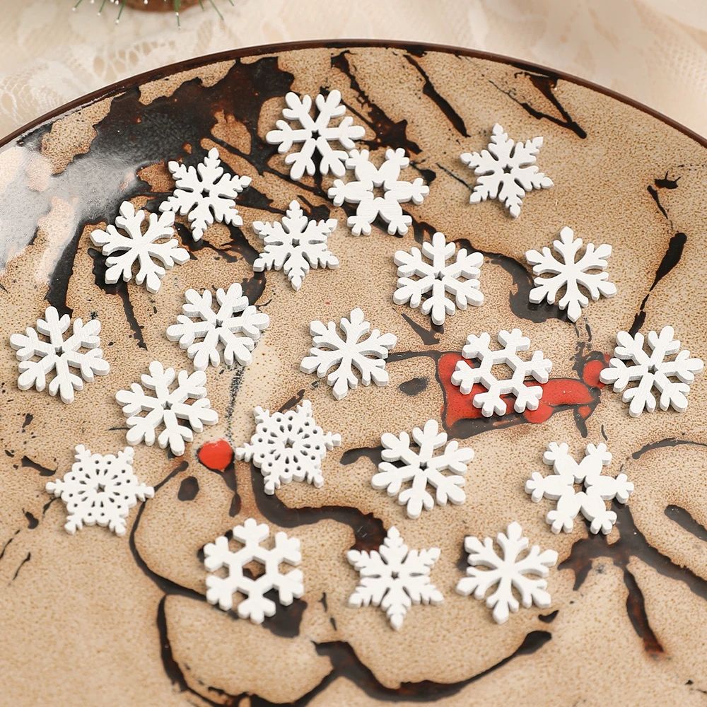 50PCS Mini Snowflake Christmas Decorations for DIY Crafts, Tree and Winter Party Decor