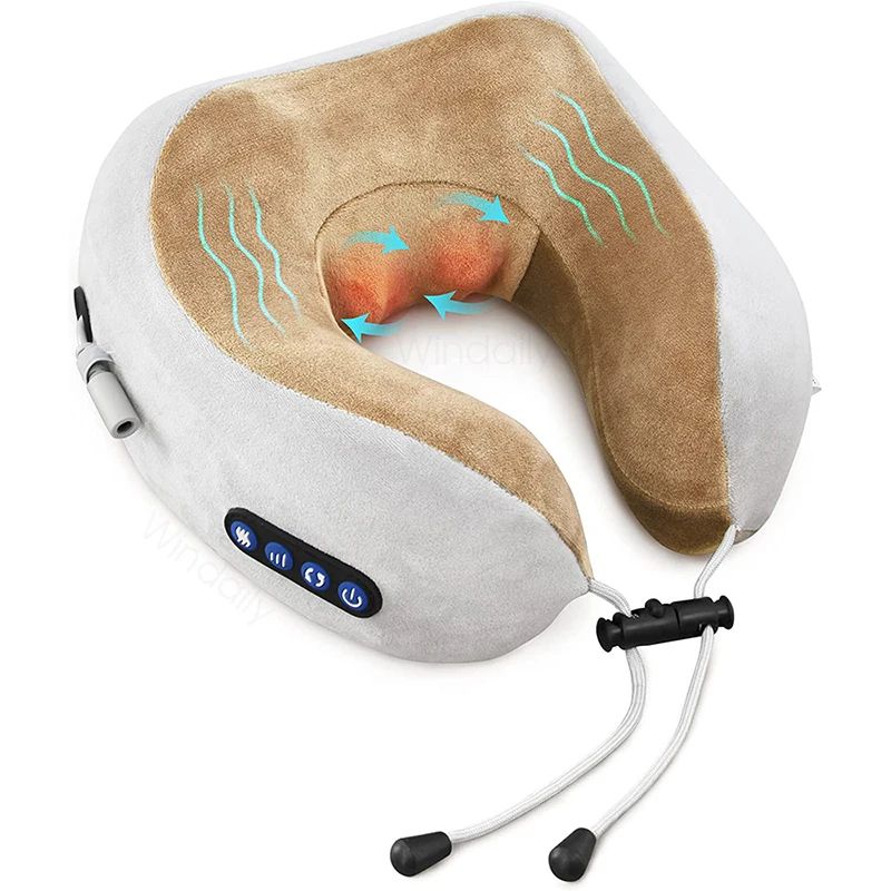 3D Shiatsu Neck Massager with Heat and Vibration U-Shaped Massage Pillow