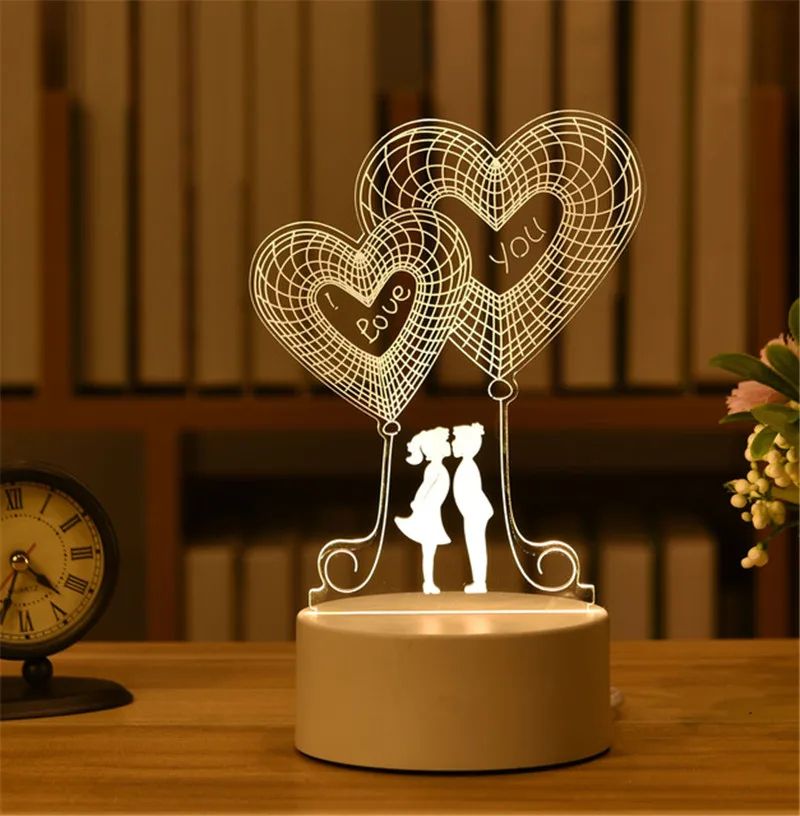 3D Acrylic LED Night Light USB Powered Neon Sign Lamp for Bedroom and Party Decor