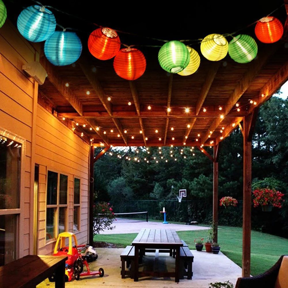 7M Solar Lantern String Lights Outdoor 20 LED Waterproof Garden Fairy Lights with 8 Lighting Modes