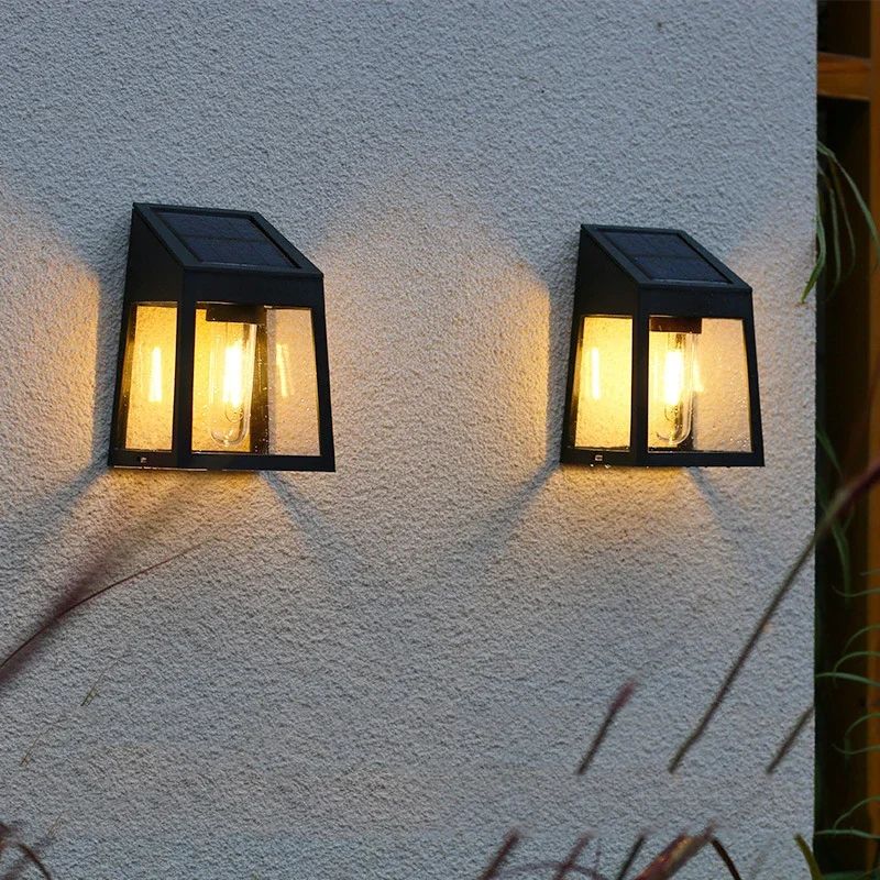 Solar Wall Light Outdoor Waterproof Tungsten Style Garden Fence Lamp