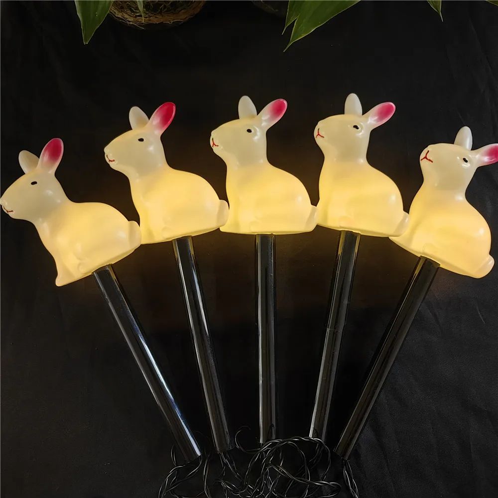 5-Pack Solar Rabbit Garden Lights Outdoor LED Easter Bunny Pathway Decorations
