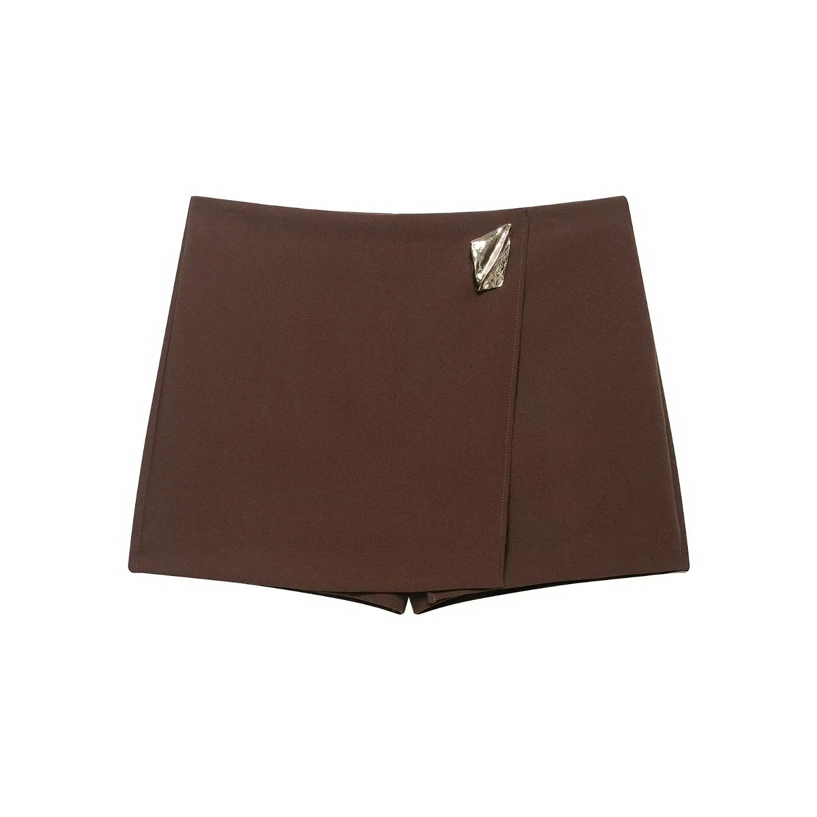 Women's High Waist Asymmetric Culottes A-Line Wide Leg Pants Skirt with Side Zipper